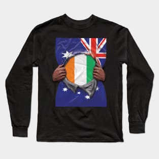 Ivory Coast Flag Australian Flag Ripped - Gift for Ivorian From Ivory Coast Long Sleeve T-Shirt